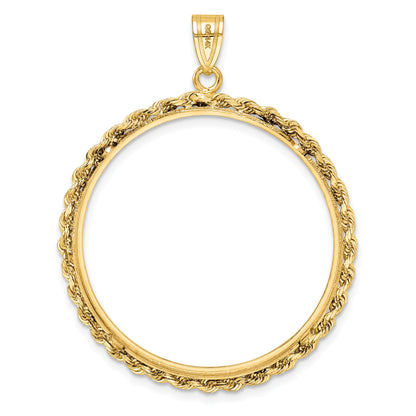 Wideband Distinguished Coin Jewelry 14k Polished Rope 32.0mm Prong Coin Bezel Pendant