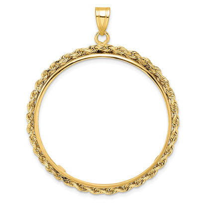 Wideband Distinguished Coin Jewelry 14k Polished Rope 32.7mm Prong Coin Bezel Pendant