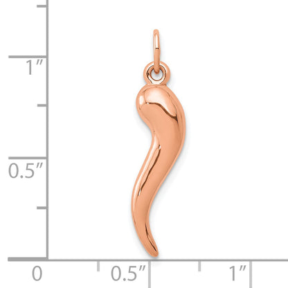 14k Rose Gold 3-D Italian Horn Charm