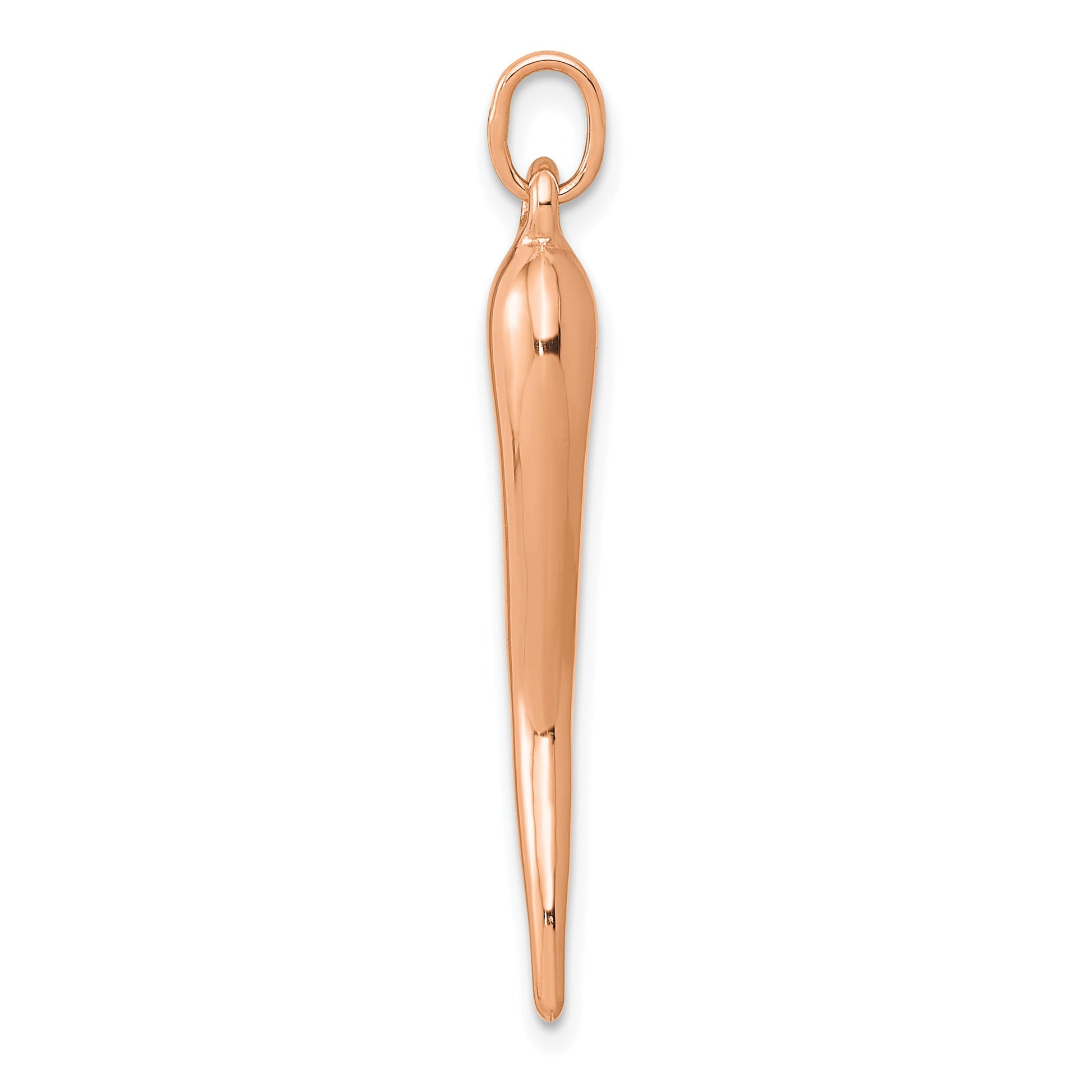 14k Rose Gold 3-D Italian Horn Charm
