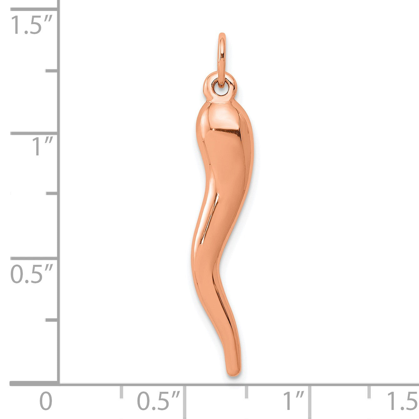 14k Rose Gold 3-D Italian Horn Charm