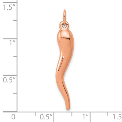 14k Rose Gold 3-D Italian Horn Charm