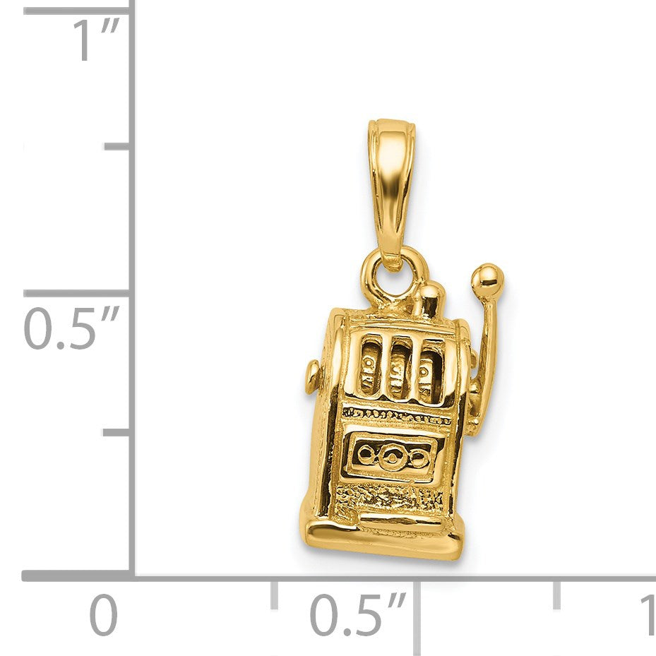 14k 3-D Moveable Handle Slot Machine Pendant
