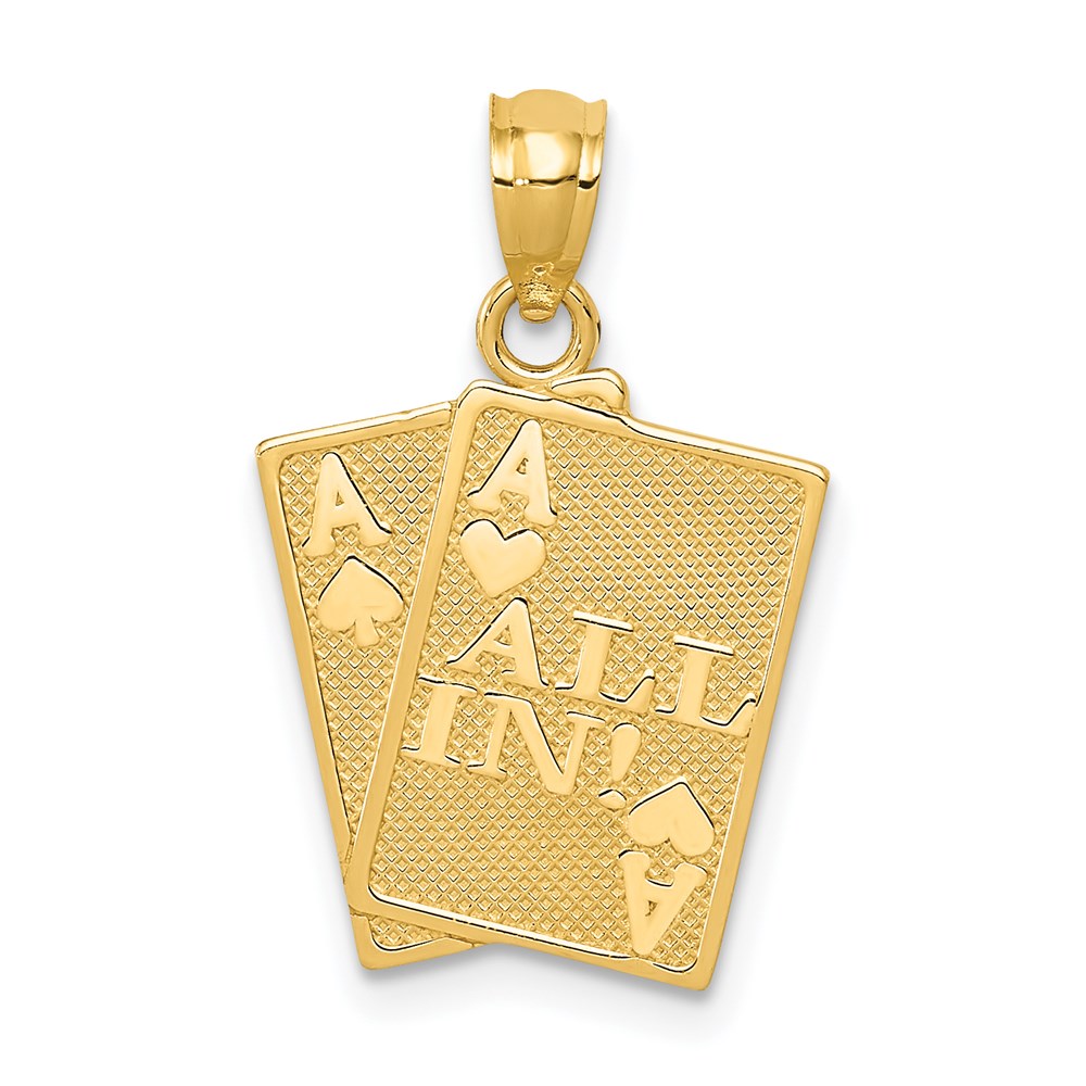 14k Ace of Hearts and Ace of Spades ALL IN! Cards Pendant