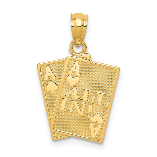 14k Ace of Hearts and Ace of Spades ALL IN! Cards Pendant