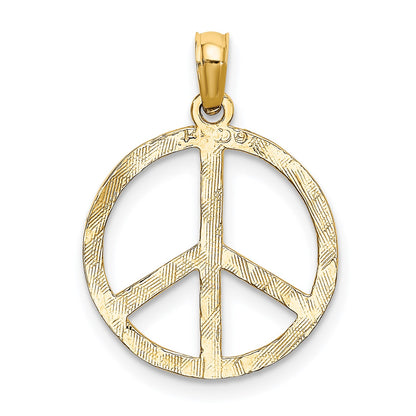 14k Textured Peace Sign Pendant