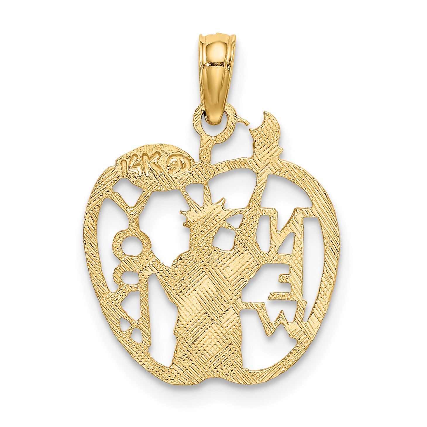14k Cut-out NEW YORK with Statue of Liberty in Apple Charm