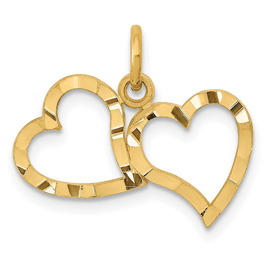 14K Polished Double Heart Pendant