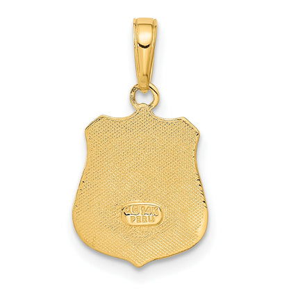 14k POLICE Badge with Engravable Area Pendant