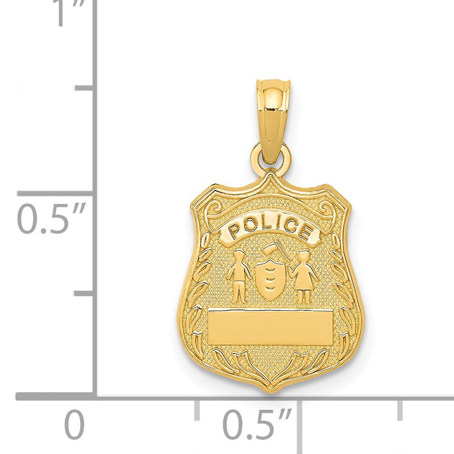14k POLICE Badge with Engravable Area Pendant