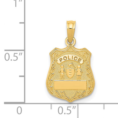 14k POLICE Badge with Engravable Area Pendant