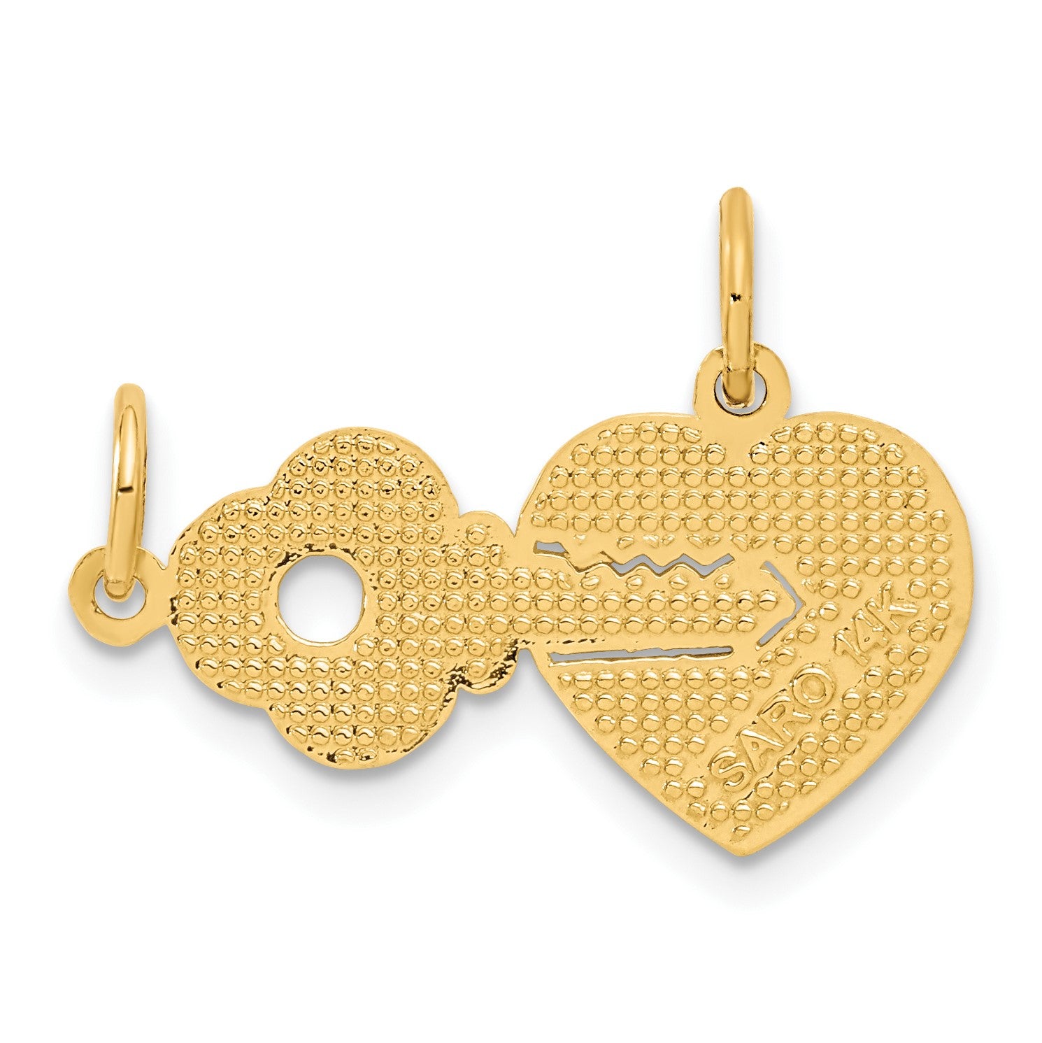 14K Polished 2-Piece Break-Apart HE WHO HOLDS THE KEY CAN UNLOCK MY HEART Charm