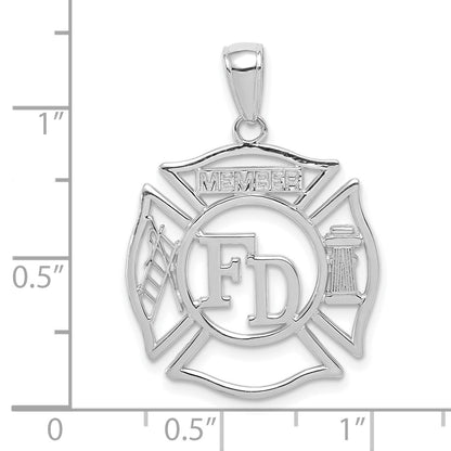 14k White Gold FD MEMBER in Shield Pendant