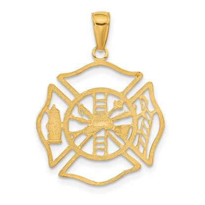 14k Fireman Shield Pendant