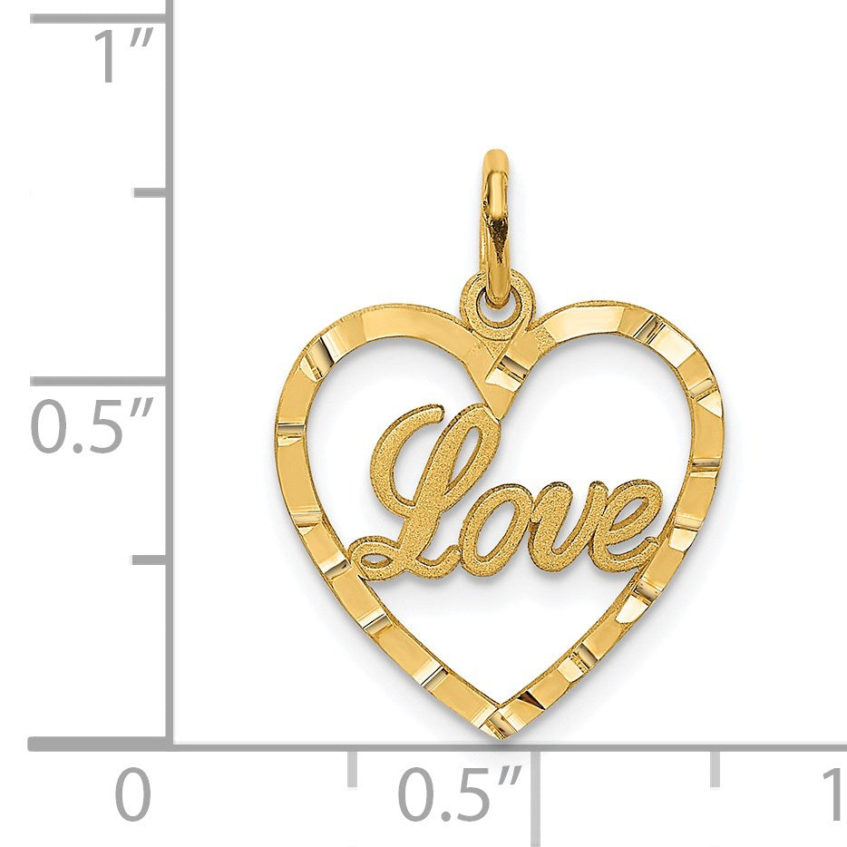 14k LOVE Diamond-cut Heart Pendant