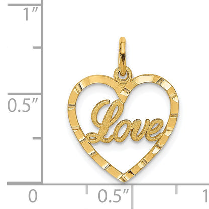 14k LOVE Diamond-cut Heart Pendant