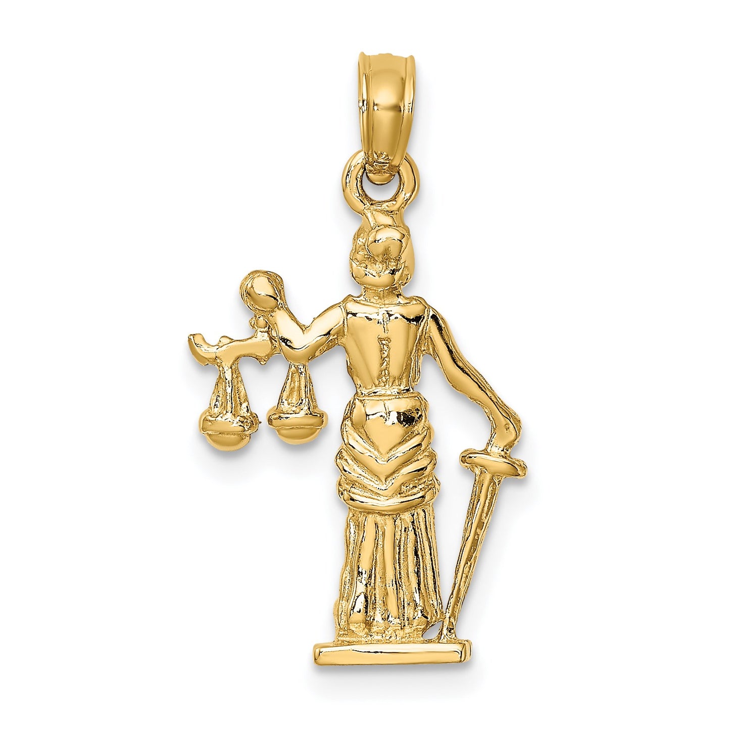 14k 3-D Lady of Justice with Moveable Scales Pendant