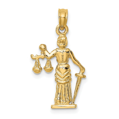 14k 3-D Lady of Justice with Moveable Scales Pendant