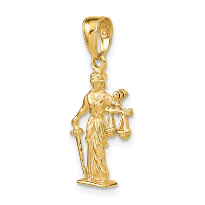 14k 3-D Lady of Justice with Moveable Scales Pendant