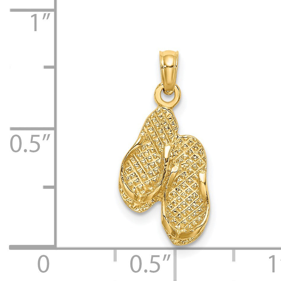 14k 3-D DESTIN FLORIDA Double Flip-Flop Charm