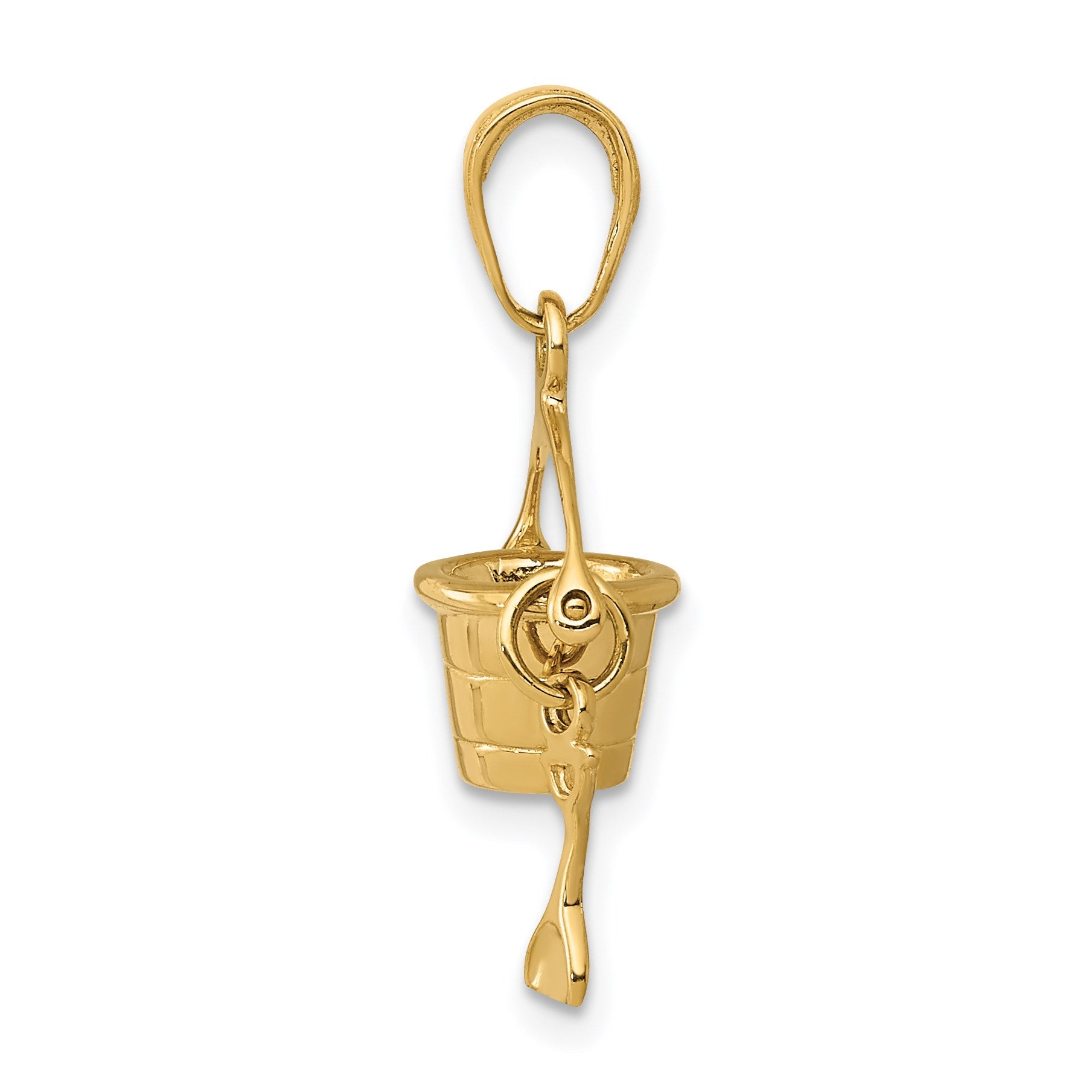 14k 3-D Beach Bucket with Moveable Shovel Charm