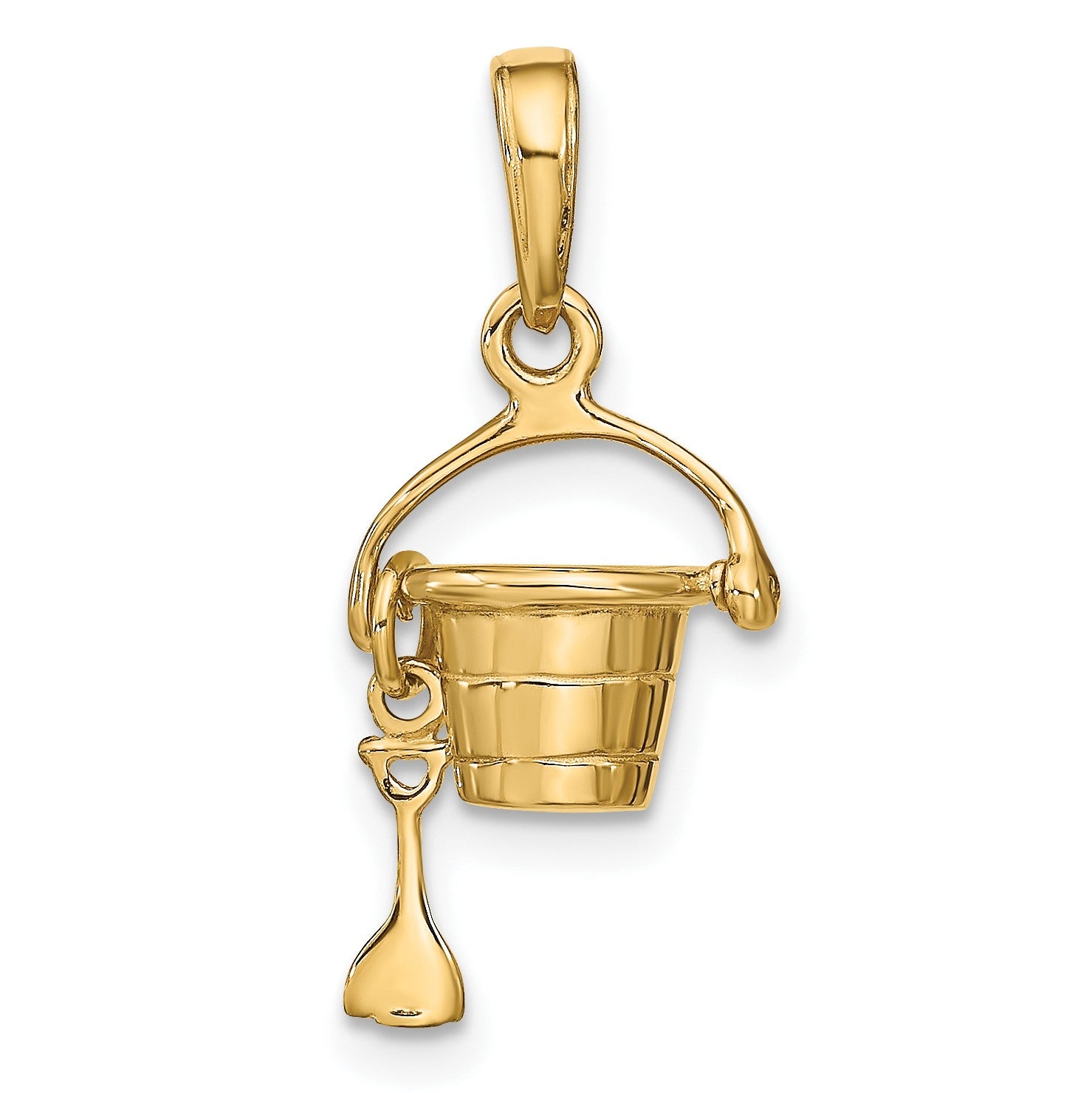 14k 3-D Beach Bucket with Moveable Shovel Charm
