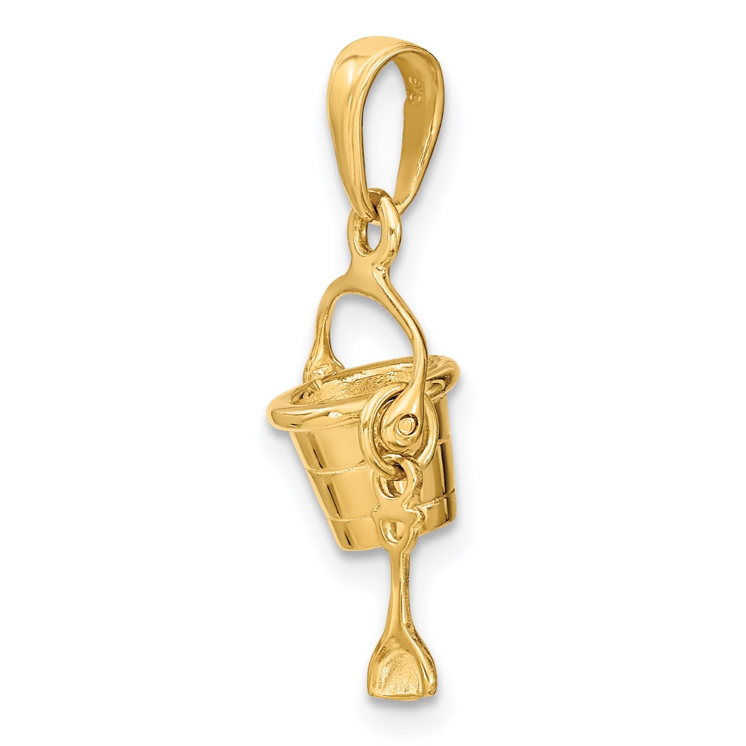 14k 3-D Beach Bucket with Moveable Shovel Charm