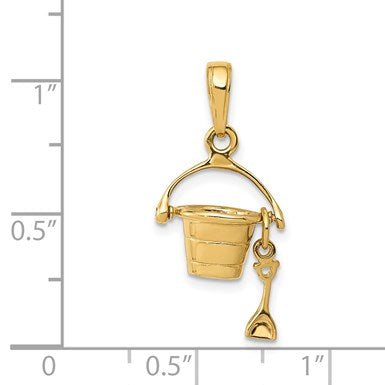 14k 3-D Beach Bucket with Moveable Shovel Charm