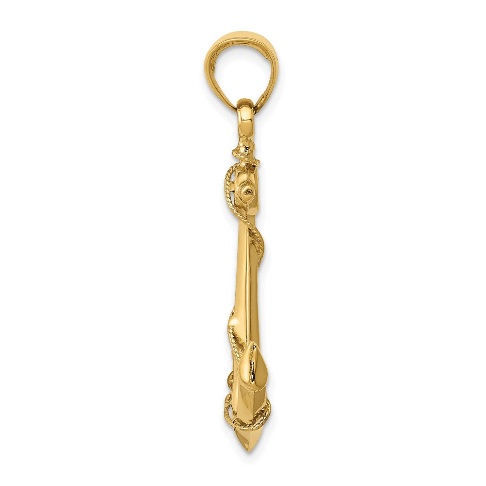 14k 3-D Anchor with Rope Pendant