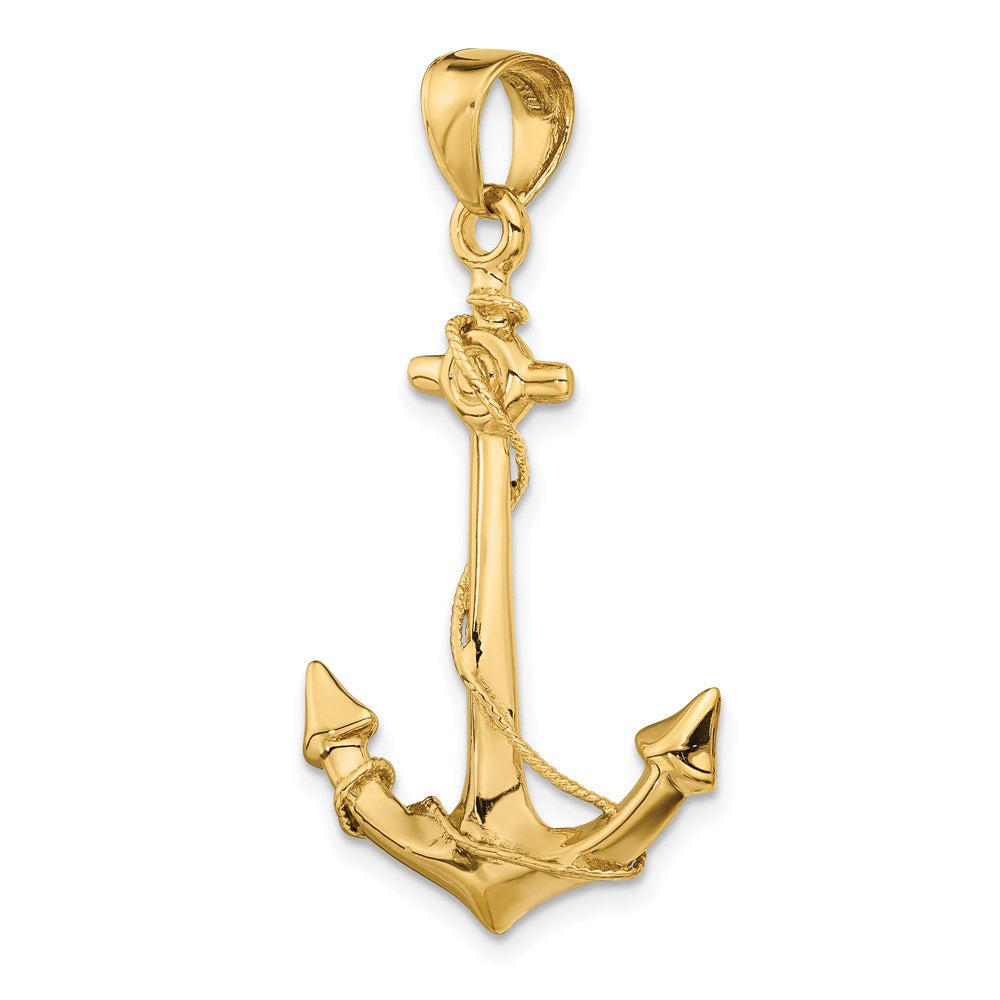 14k 3-D Anchor with Rope Pendant