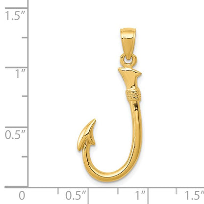 14k 3-D Fishing Hook Pendant
