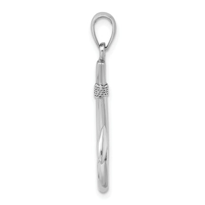 14K White Gold 3-D Fish Hook Charm