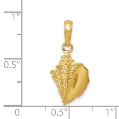 14k Solid Polished Conch Shell Pendant