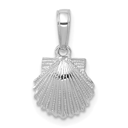 14k White Gold Scallop Shell Pendant