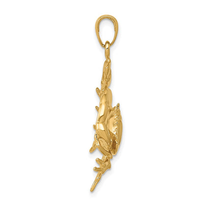 14k Stone Crab with Claw Extended Pendant