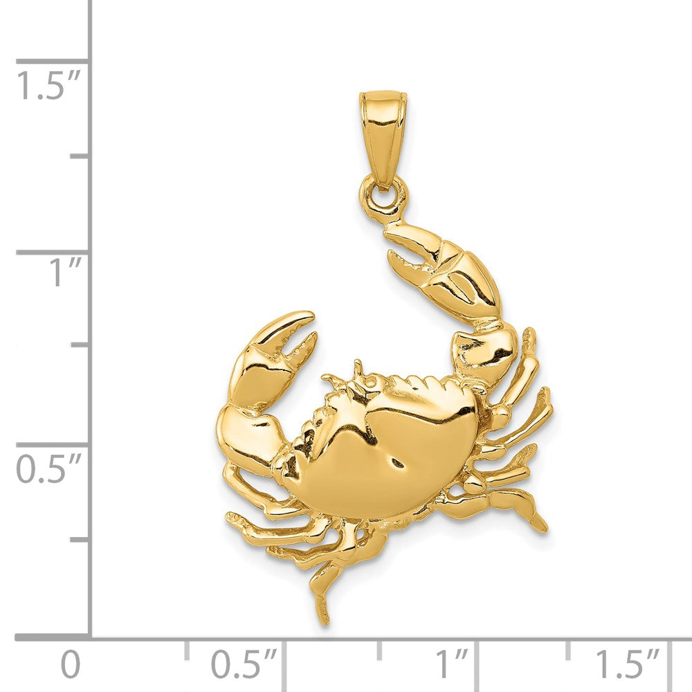 14k Stone Crab with Claw Extended Pendant