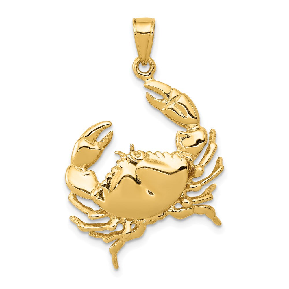 14k Stone Crab with Claw Extended Pendant