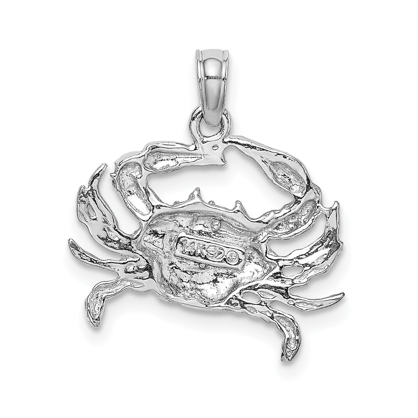 14K White Gold Blue Crab Charm