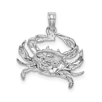 14K White Gold Blue Crab Charm