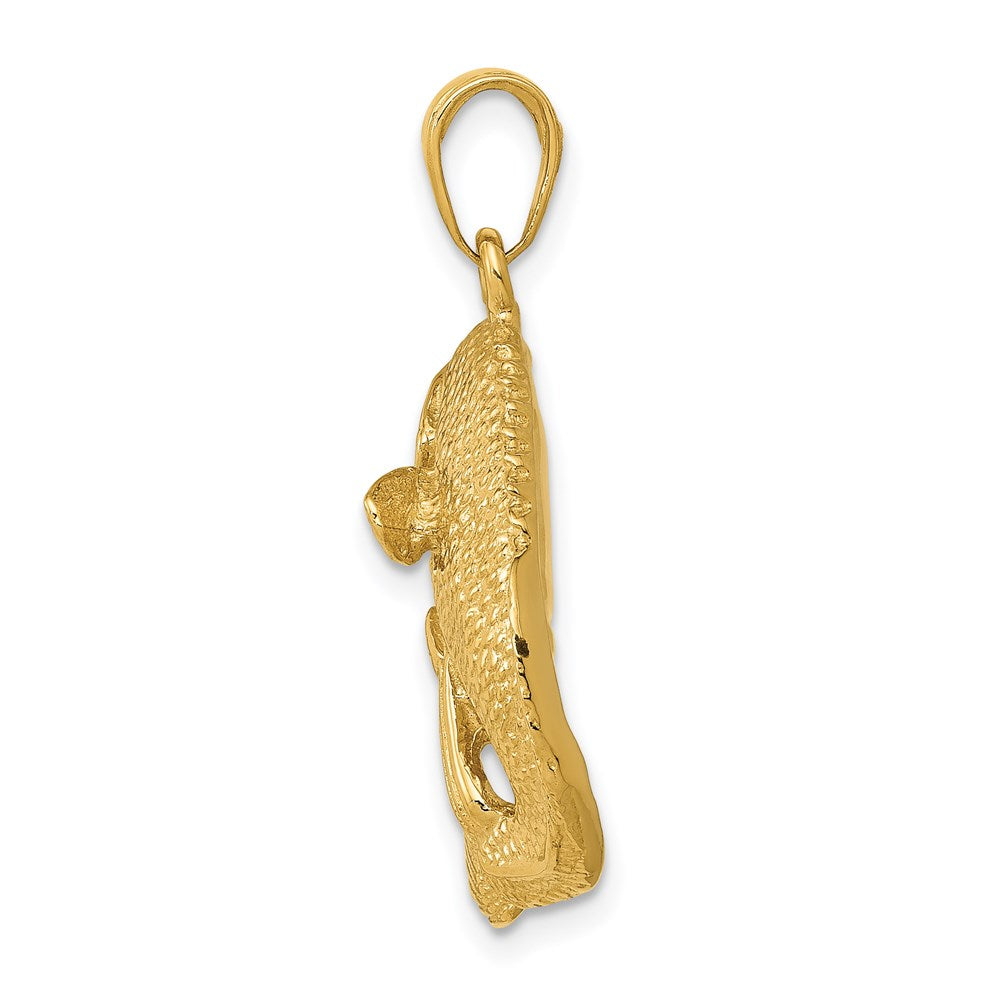 14k Bass Fish Jumping Pendant