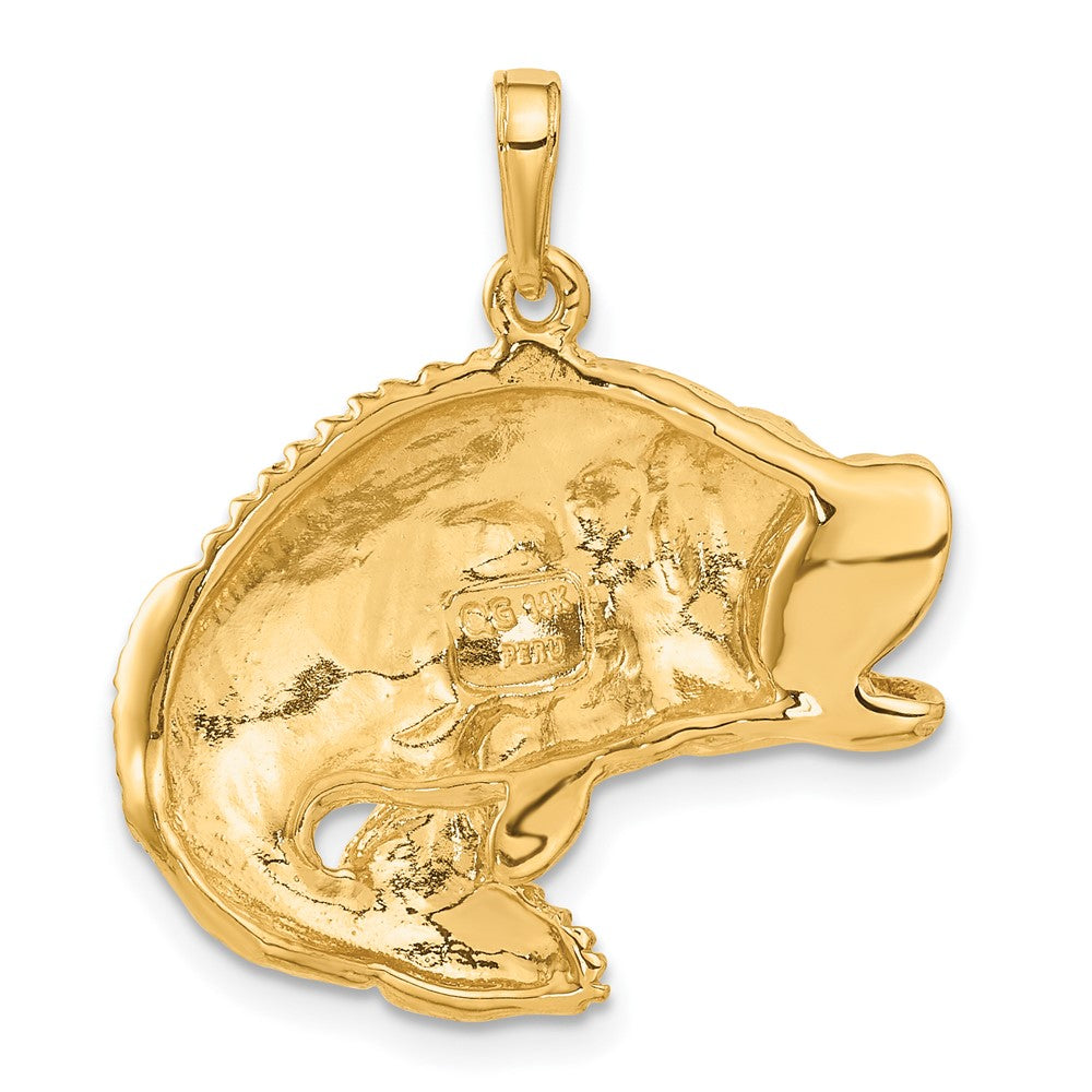 14k Bass Fish Jumping Pendant