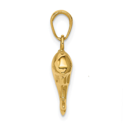 14K Polished 3-D Puffed Dolphin Pendant