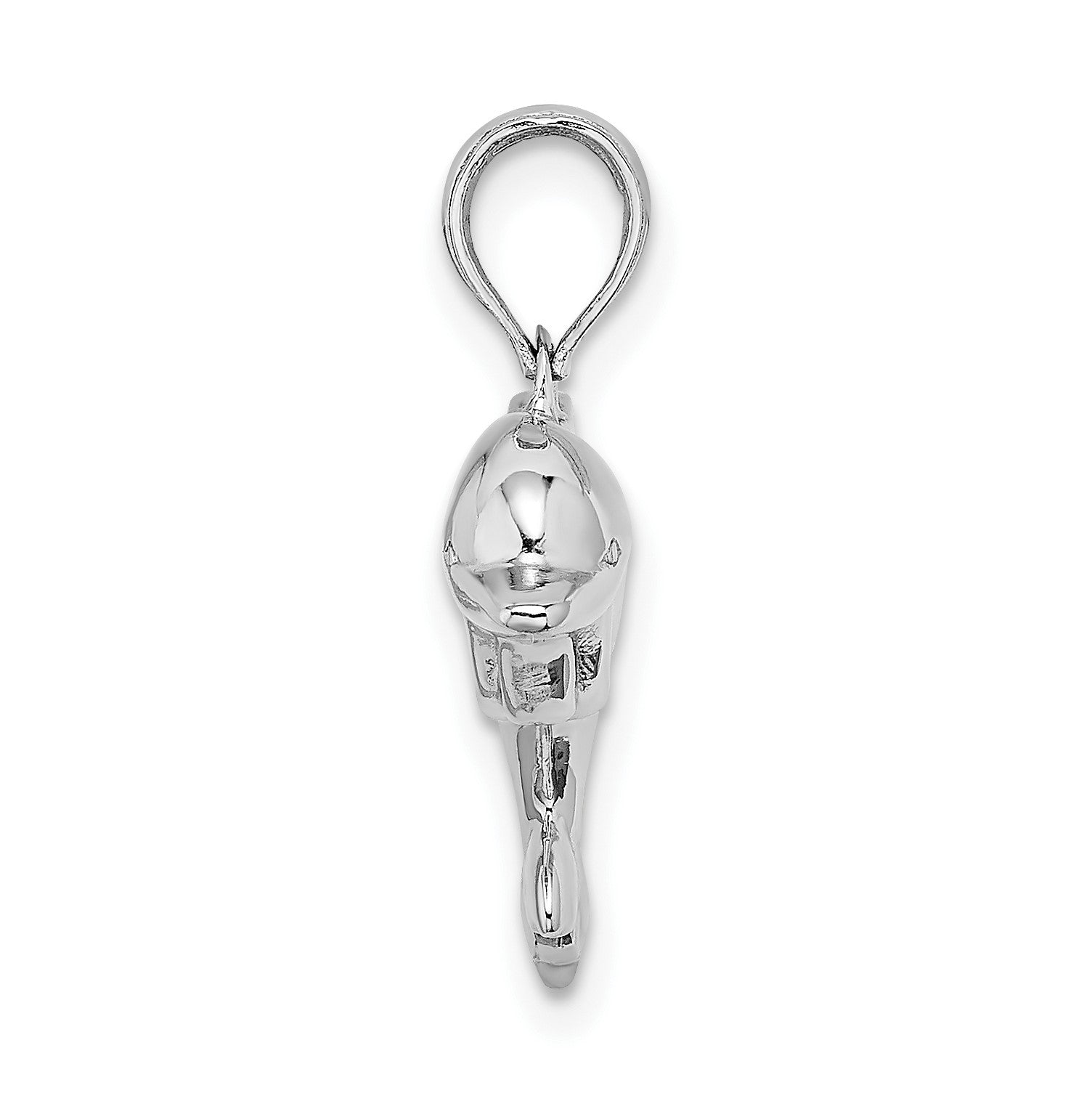 14K White Gold 3-D Puffed Dolphin Pendant