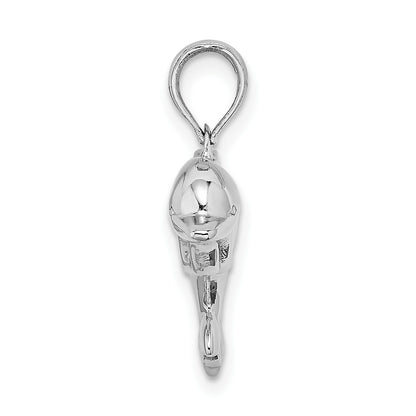 14K White Gold 3-D Puffed Dolphin Pendant