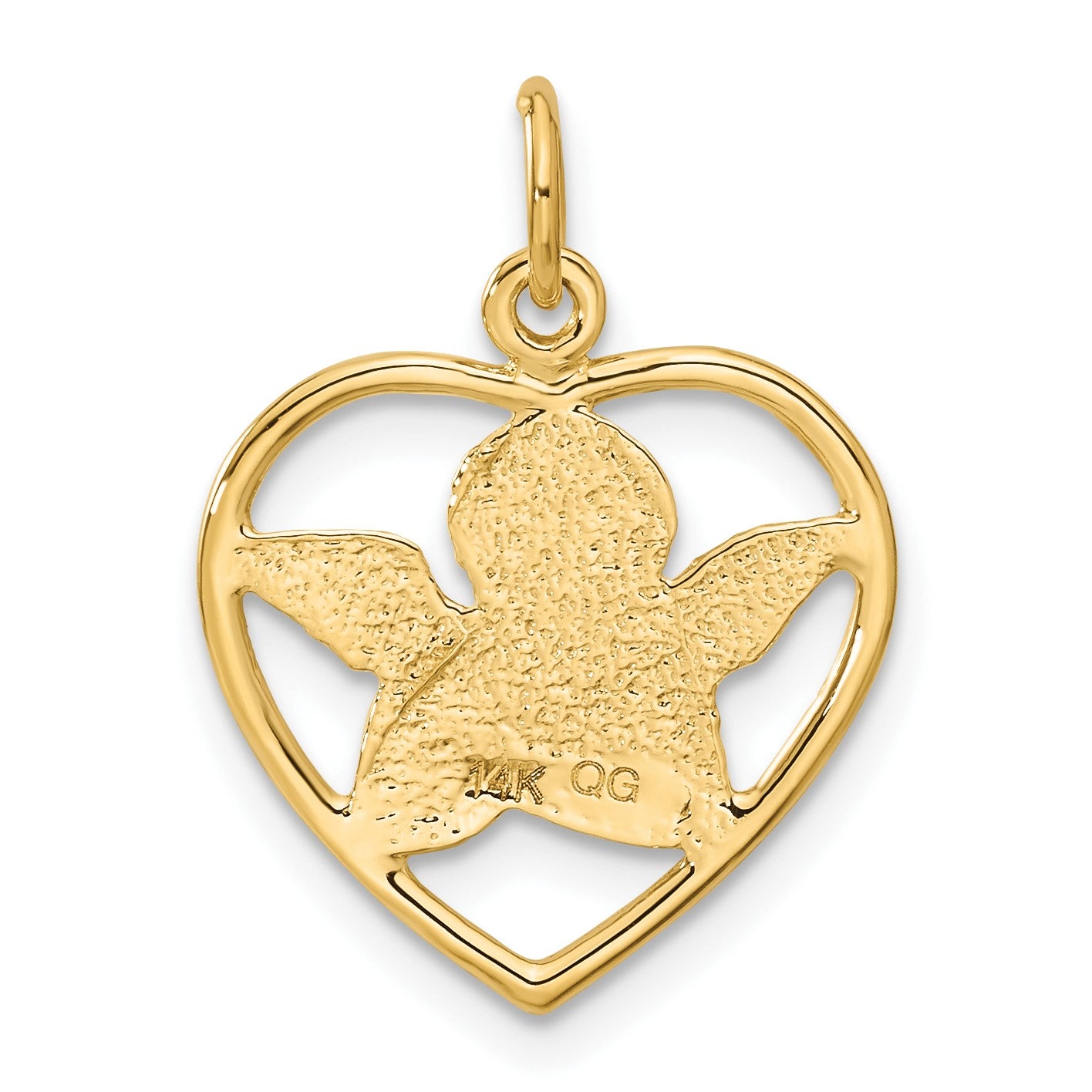 14k Cut-out Angel in Heart Charm