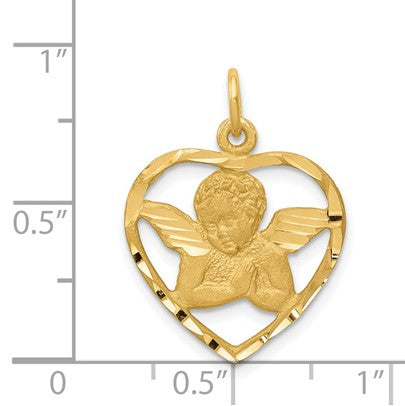 14k Cut-out Angel in Heart Charm