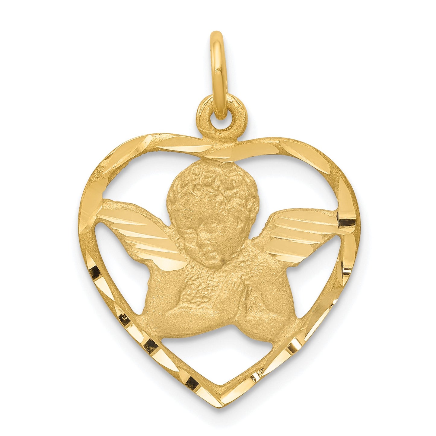 14k Cut-out Angel in Heart Charm