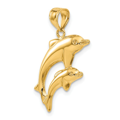 14k Dolphin Pair Pendant