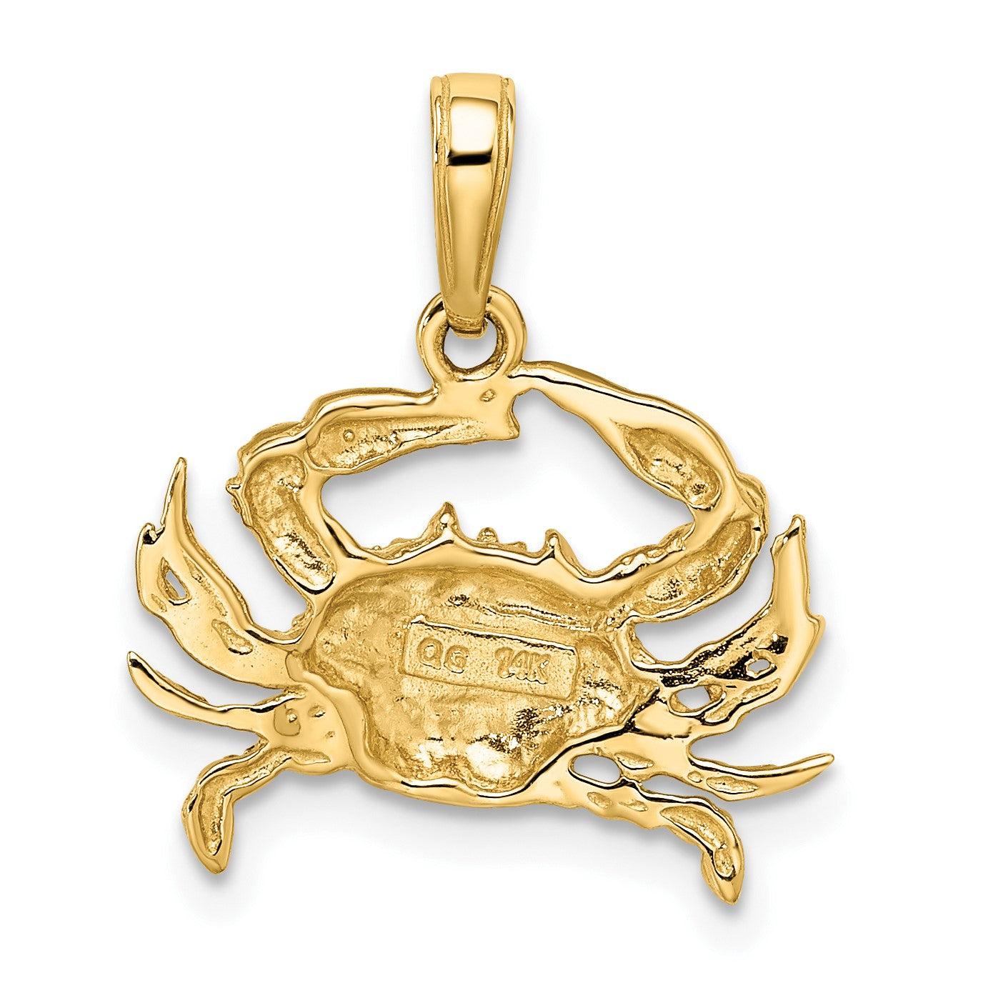 14k and White Rhodium Diamond-cut Blue Crab Pendant