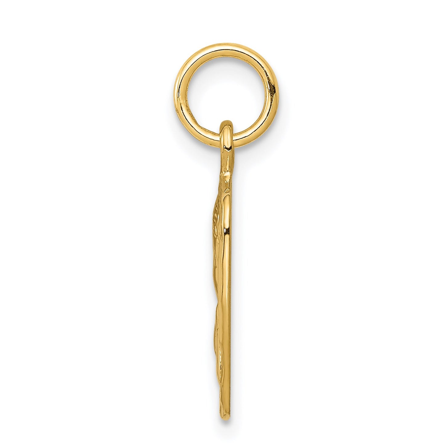 14K Satin and Diamond-Cut Angel Square Charm
